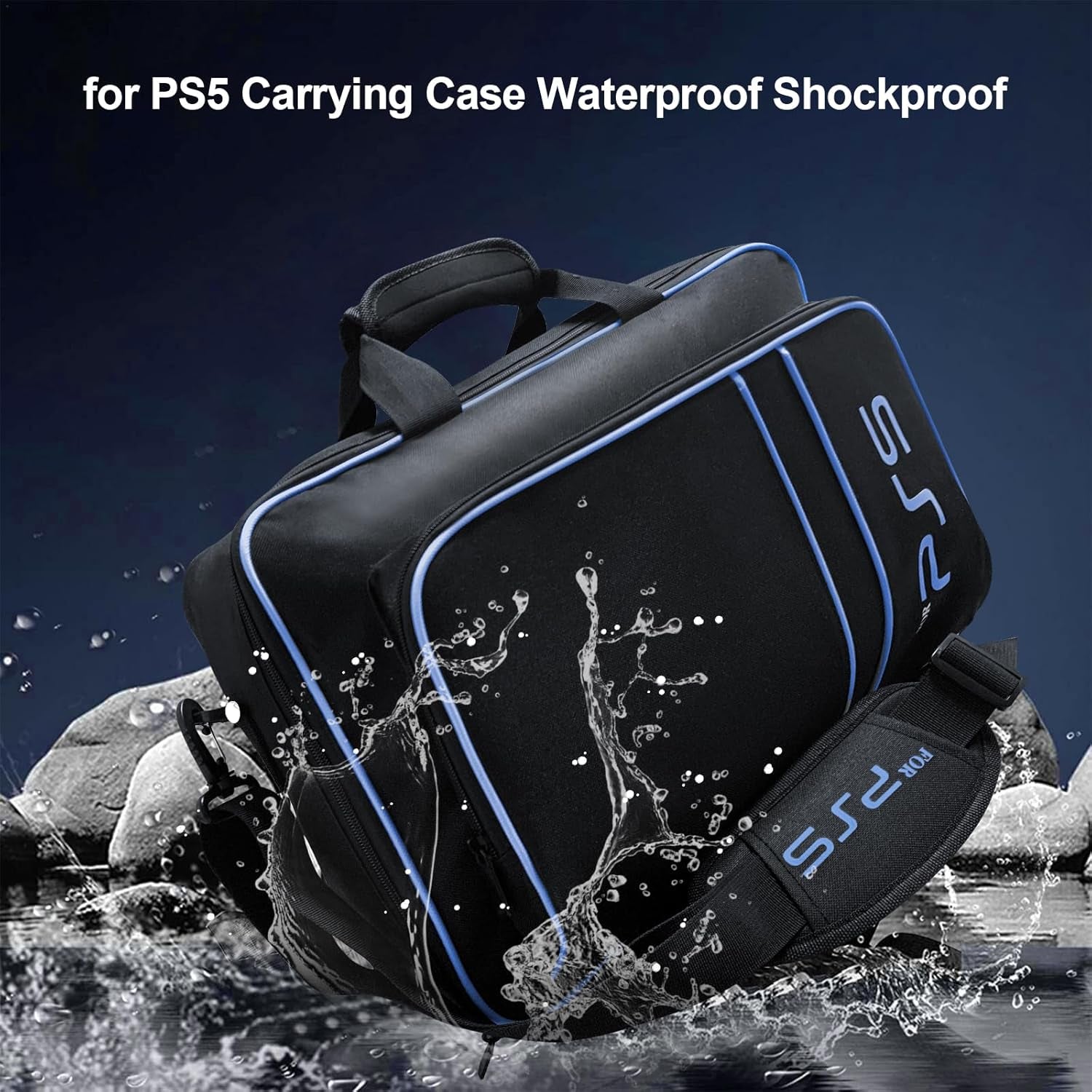 Carrying Case for PS5 Console Disc/Digital Edition - Large Capacity Protective Travel Shoulder Bag with Zippered Storage for Controllers, Game Discs, HDMI & Other Accessories