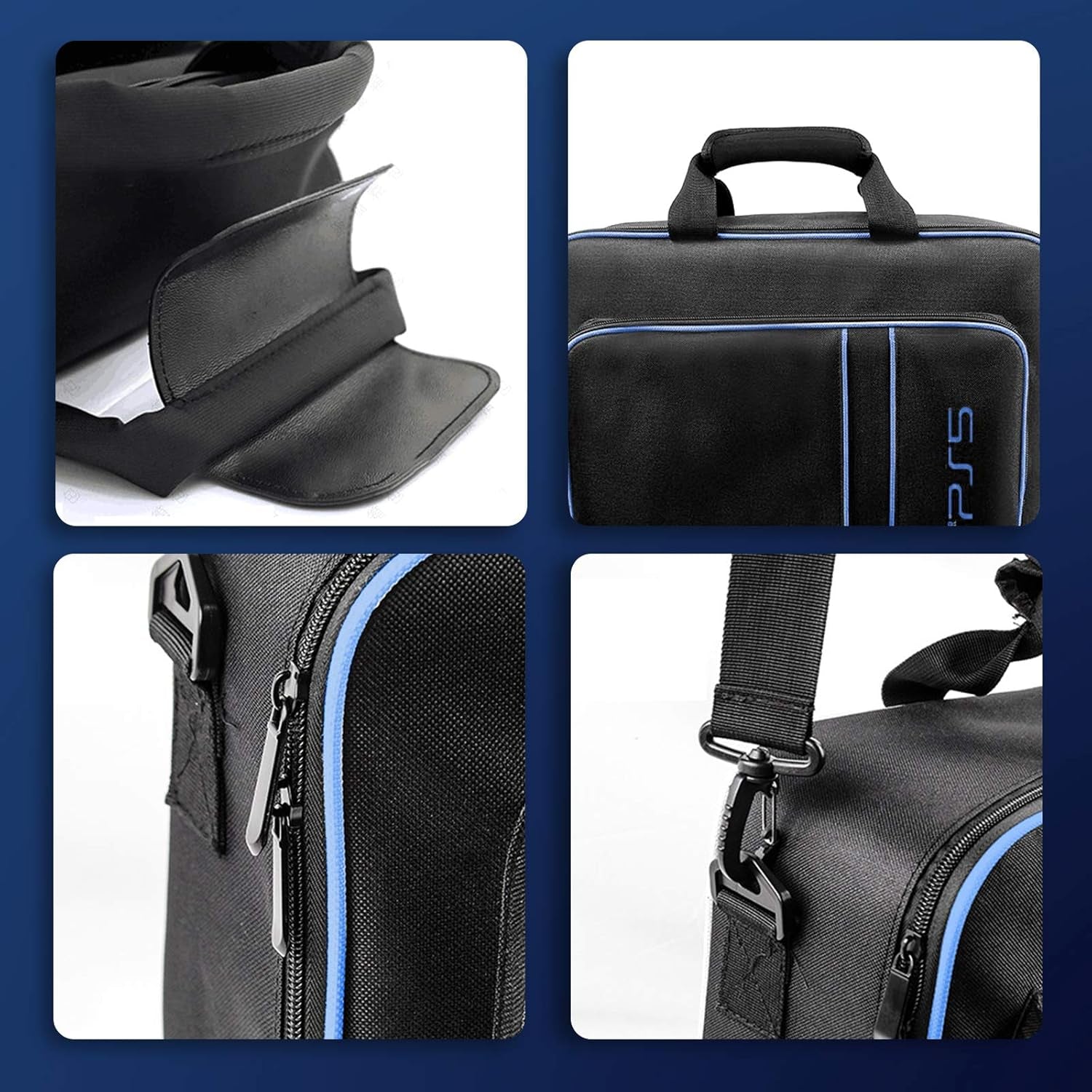 Carrying Case for PS5 Console Disc/Digital Edition - Large Capacity Protective Travel Shoulder Bag with Zippered Storage for Controllers, Game Discs, HDMI & Other Accessories